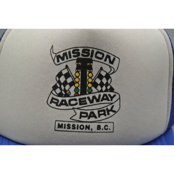Mission Raceway Park BC Trucker Hat Mesh Snapback Wilson OS VTG Blue White - Picture 2 of 9